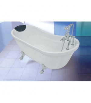 مغطس كلاسيك أبيض مع خلاط – أرجل كروم تقيل 150×80×88سم # js-915B